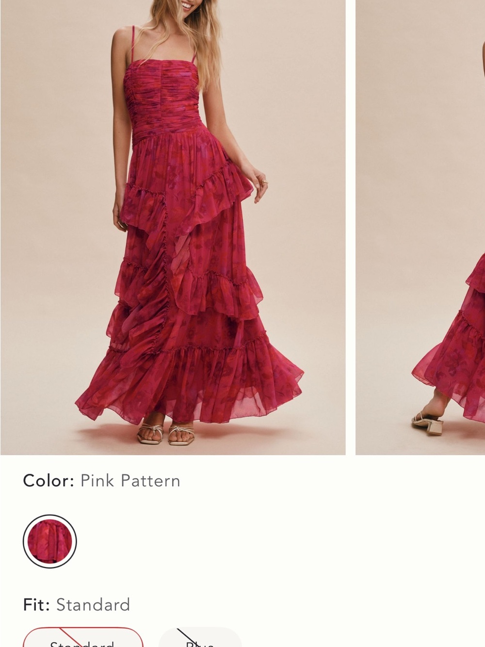 BHLDN Pink Pattern Layered Ruffle Wedding Dress